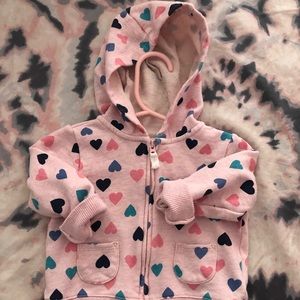 Multi color heart hoodie.